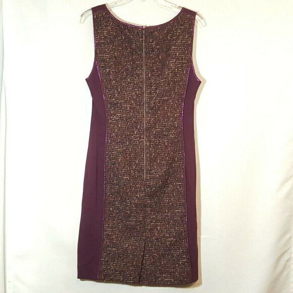 Rachel Roy Sheath Dress M Purple Wine w Brown Purple Tweed Metal Zipper - Picture 4 of 4